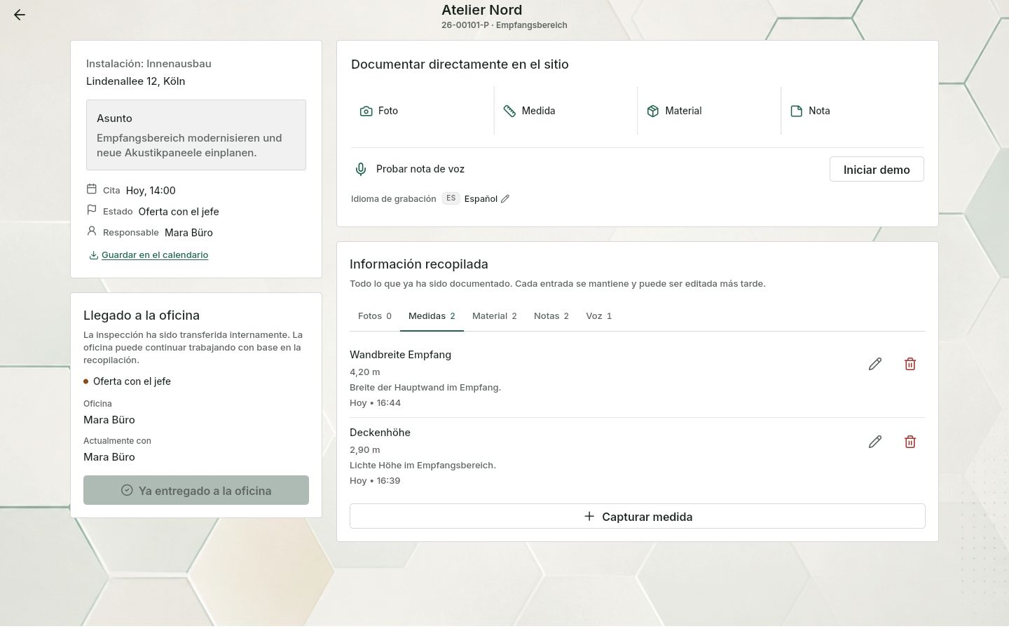 QuickQuote: documentación de la visita en el proyecto