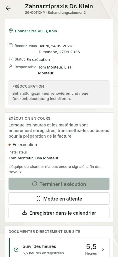 QuickQuote : exécution d'une intervention sur smartphone