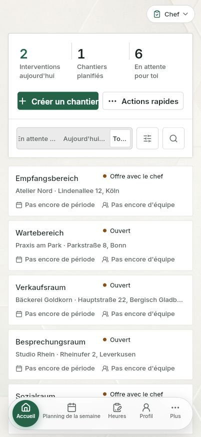 QuickQuote : planning gratuit sur smartphone