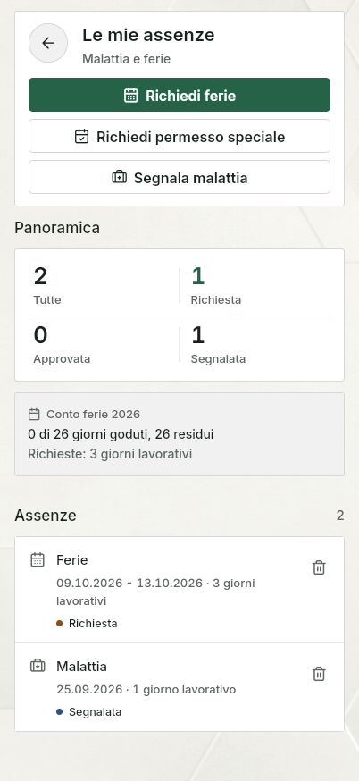 QuickQuote: assenze personali su smartphone