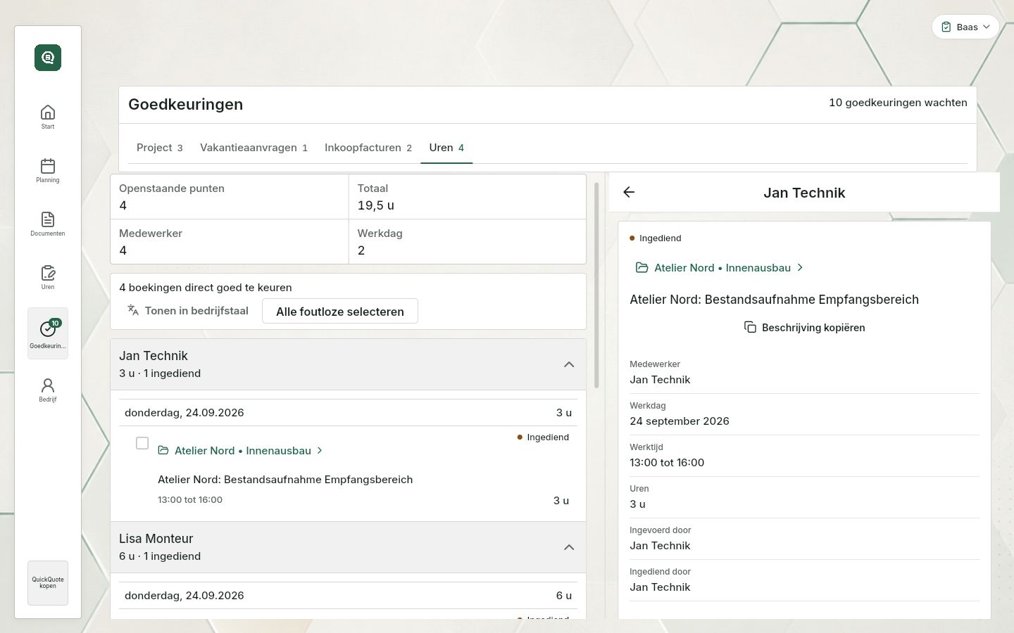 QuickQuote: uren ter controle en goedkeuring