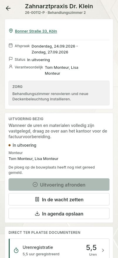 QuickQuote: uitvoering van een opdracht op een smartphone