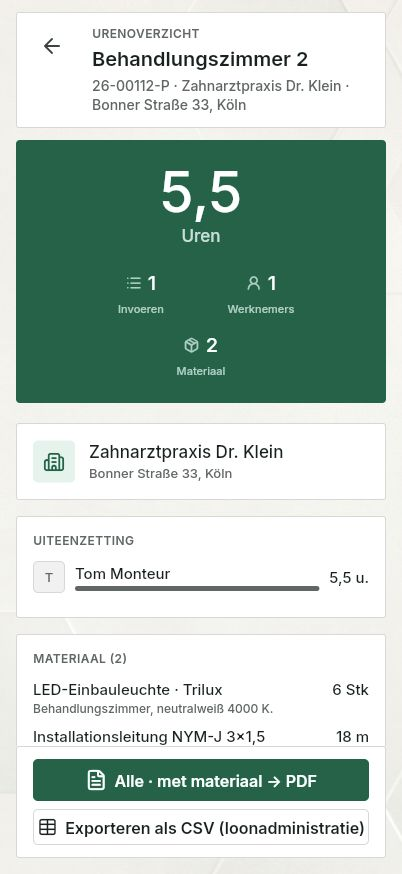 QuickQuote: projecturenstaat op een smartphone