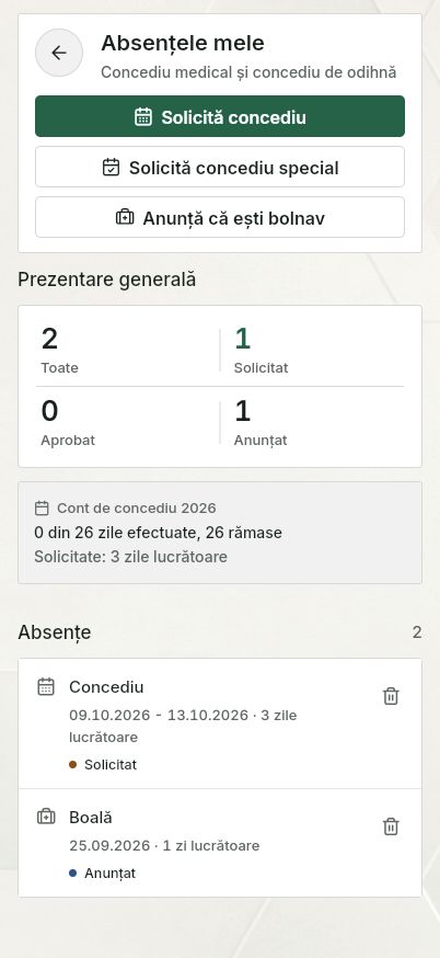 QuickQuote: Absențele personale pe un smartphone