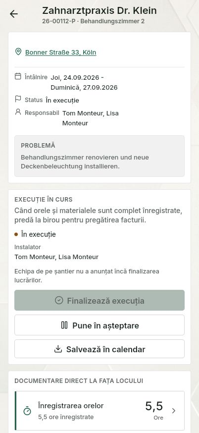 QuickQuote: Executarea lucrării pe un smartphone