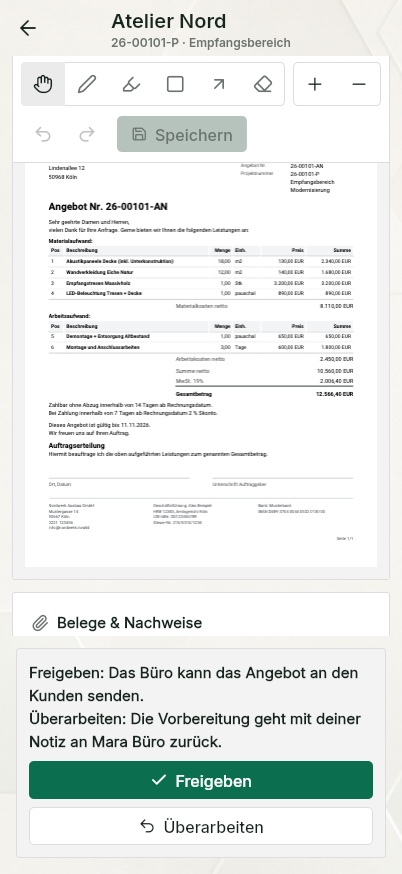 QuickQuote: Angebot auf dem Smartphone prüfen