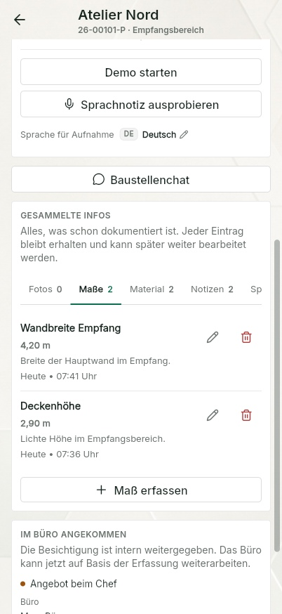 QuickQuote: Besichtigung auf dem Smartphone dokumentieren