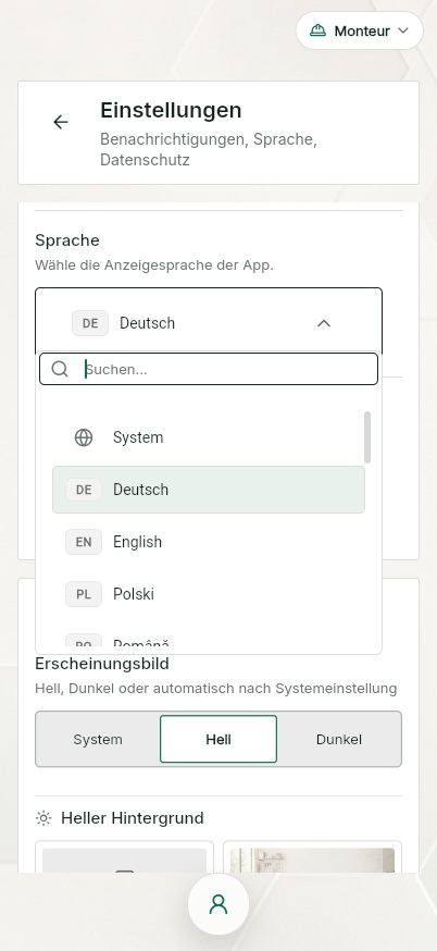 QuickQuote: Sprachauswahl in QuickQuote
