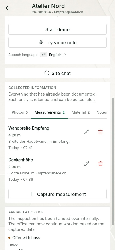 QuickQuote: Documenting a site visit on a smartphone