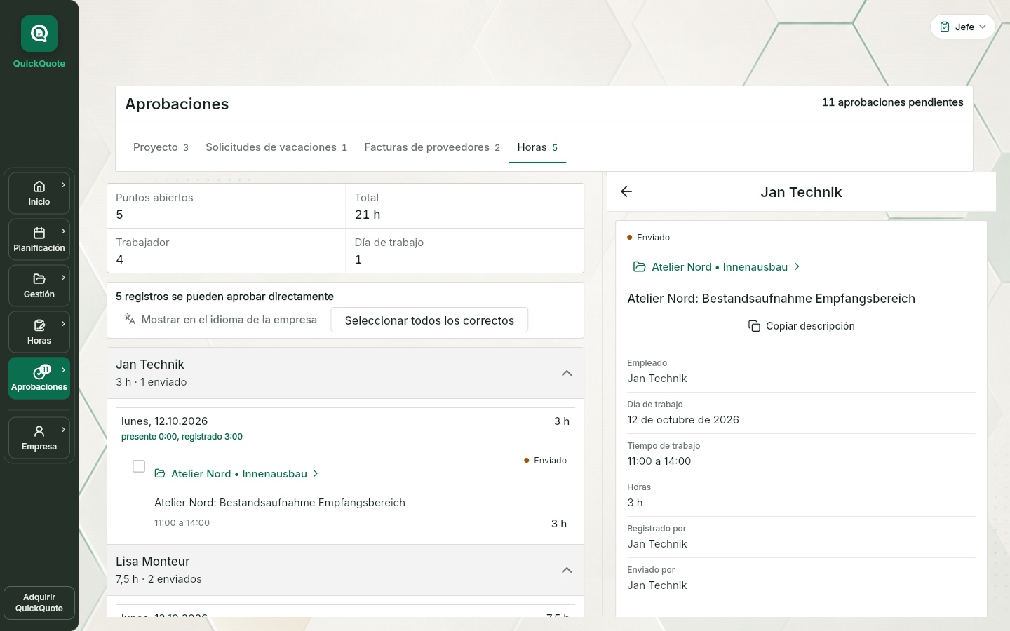QuickQuote: horas para revisar y aprobar