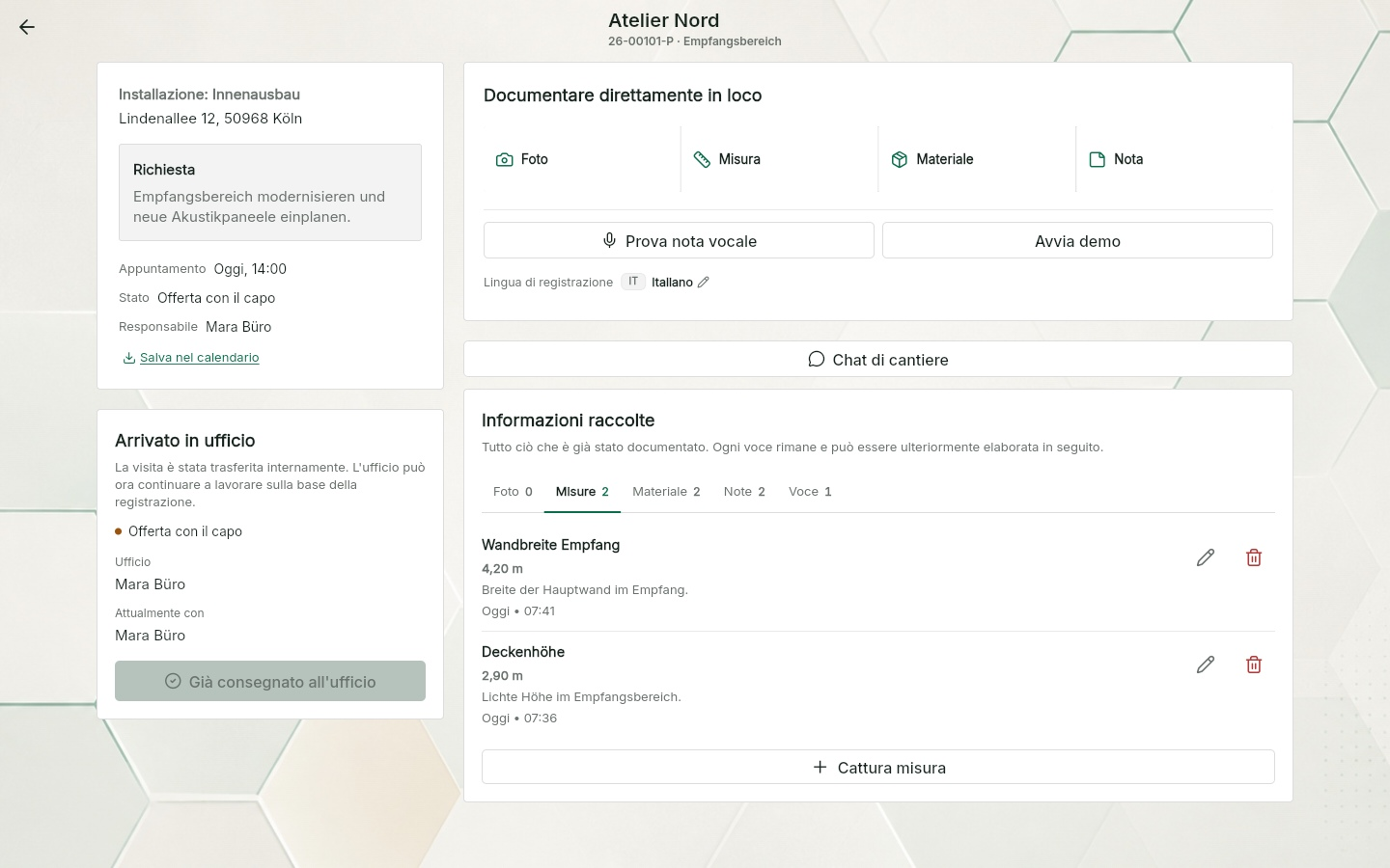QuickQuote: documentazione del sopralluogo nel progetto